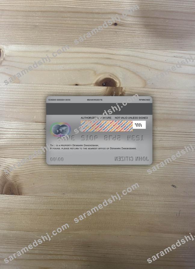Denmark Danskebank master debit card photolook back